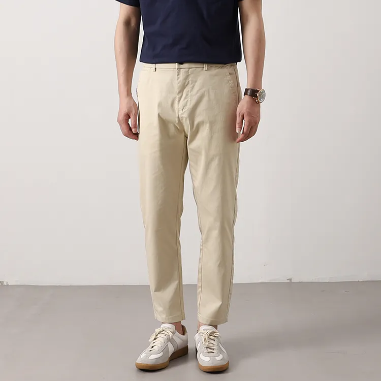 夏季韩版合体小直筒简约休闲裤子男轻熟通勤青年薄款纯色九分裤潮