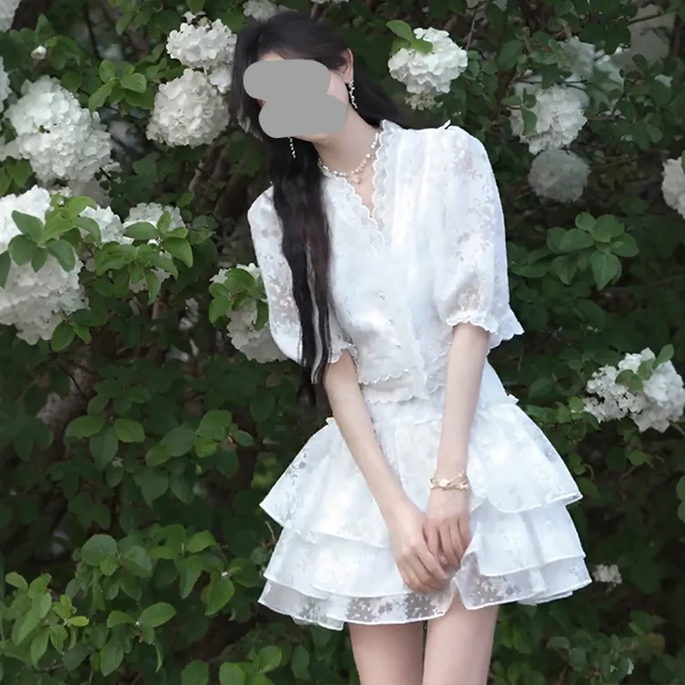 夏季穿搭一整套甜美减龄小个子衬衫蛋糕半身裙2025超火夏装套装女