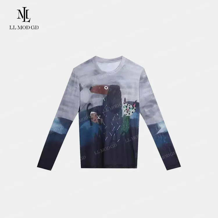 涂鸦艺术  印染工艺长袖针织衫春夏圆领休闲百搭上衣YL-261265