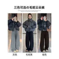 【加厚毛呢】冬重磅加厚款欧货高版本毛呢混纺窄版弯刀阔腿裤A525