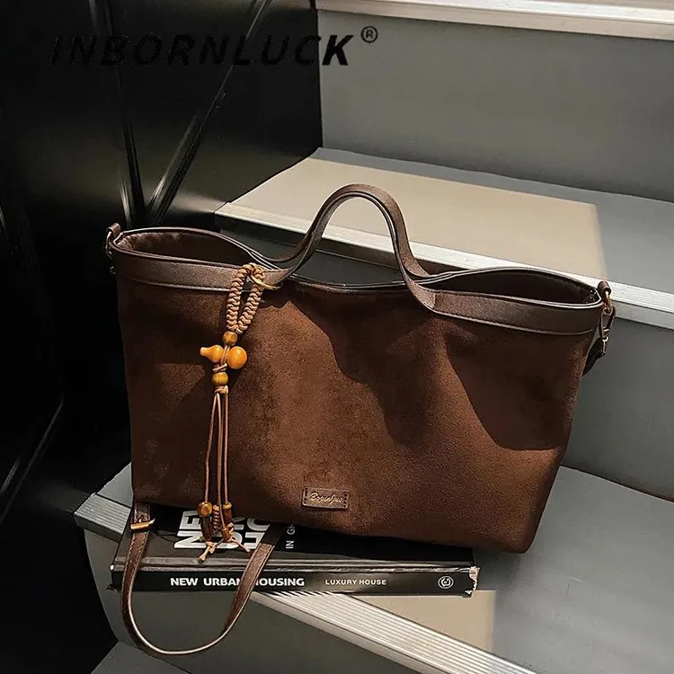 秋冬复古麂皮绒包包女款爆款2025新款通勤百搭斜挎包大容量托特包