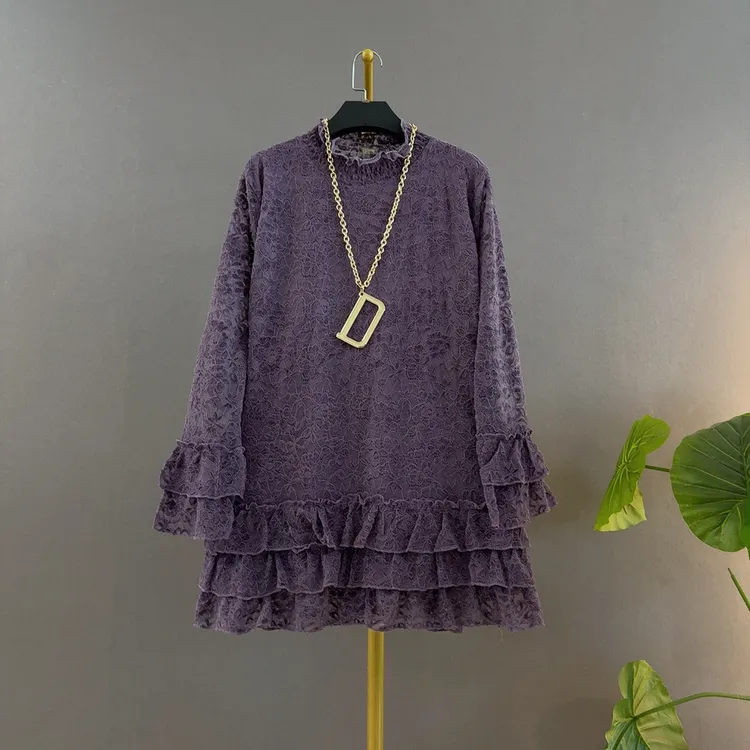 秋冬季新款时尚韩版洋气立领拼接飞边显瘦宽松大码打底衫上衣