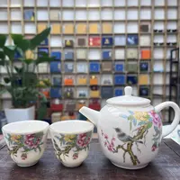 482-喜上眉梢-喜鹊白圆壶 一壶两杯(111)