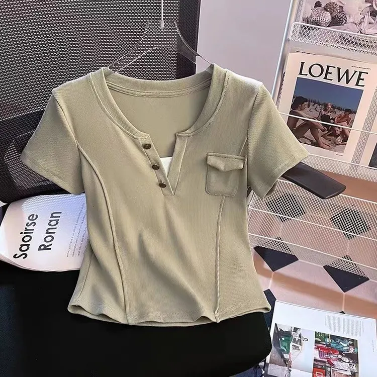 棉大码假两件女装短袖设计感辣妹T恤胖mm夏季新款遮肉显瘦上衣潮