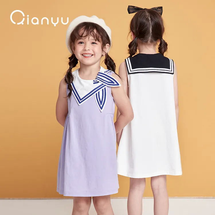 千与女童夏季海军领学院风立体蝴蝶结连衣裙海边穿搭Q3252C901