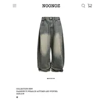 NOONOZ潮牌牛仔裤男美式高街水洗做旧裤子宽松直筒垂感显瘦拖地裤