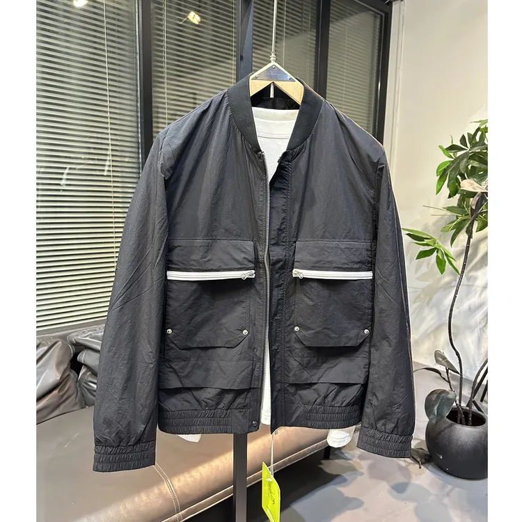 断码清货一夹克外套男2025春秋季条纹贴布翻领工装上衣休闲潮流
