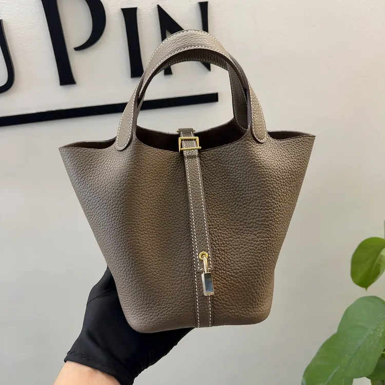 高版本头层牛皮菜篮子 高级感真皮欧美范手拎包 气质高端手拎包女