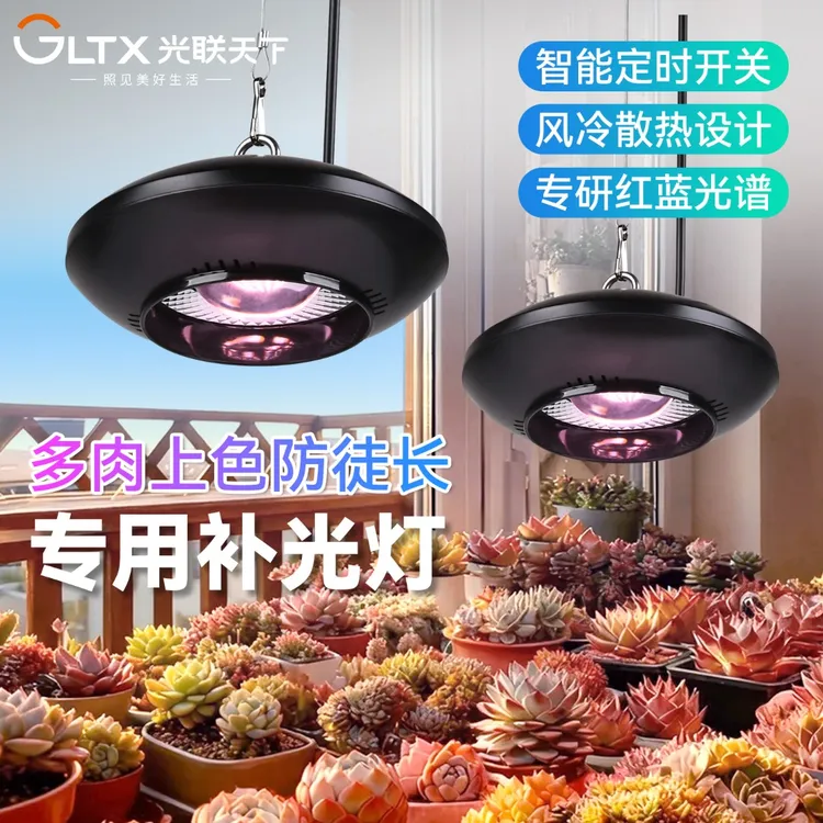 光联天下全光谱多肉补光灯法师专用植物生长灯上色防徒长飞碟吊灯