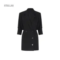 STELAS 经典再现 高智感设计师极简收腰平驳领西装式连衣裙