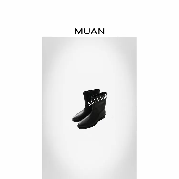 木岸MUAN：《街拍短靴》定制高级百搭简约宽筒骑士靴短靴女LL-61-133