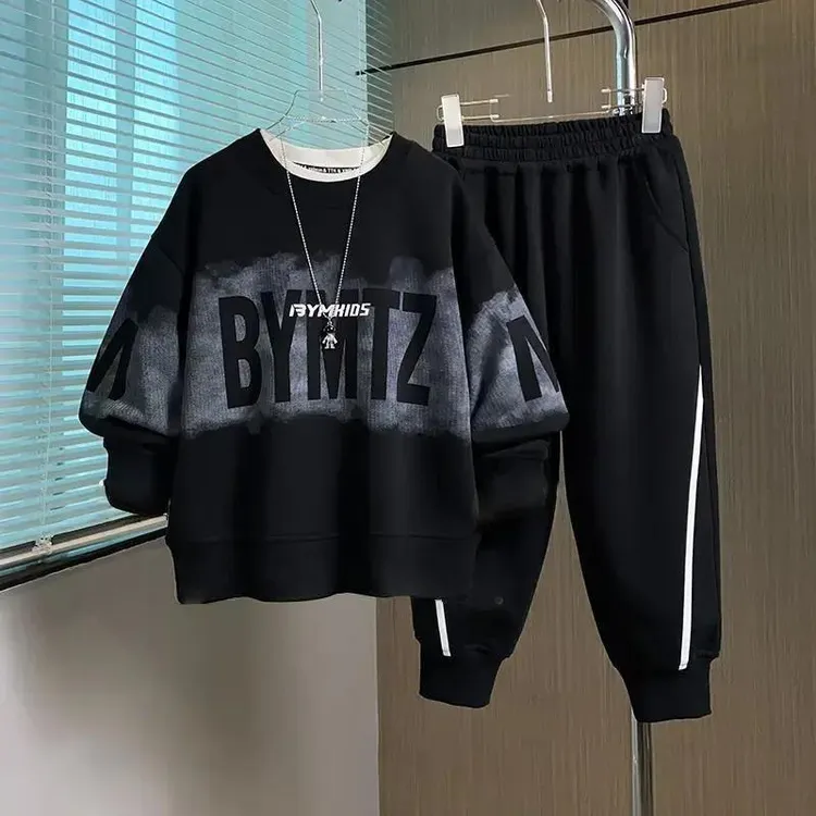 6-12岁男童潮款卫衣套装男童套装2025秋冬新款儿童卫衣中大童运动