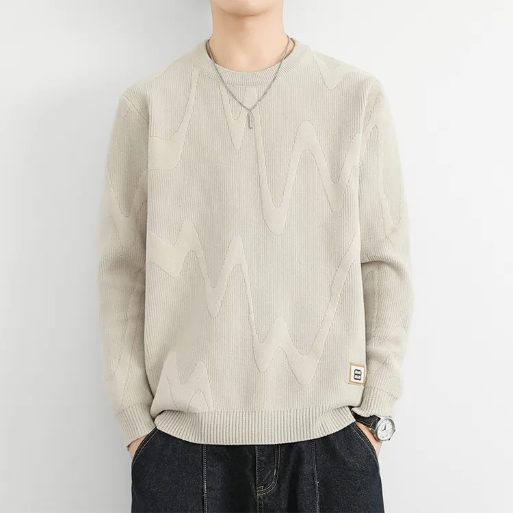 2025秋冬新款毛衣男士针织衫圆领宽松潮流加厚简约线衣冬装青少年
