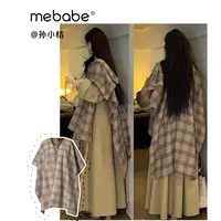 孙小桔《泛黄叙事曲》文艺复古格子像在秋天拍的老照片披肩25DK6251