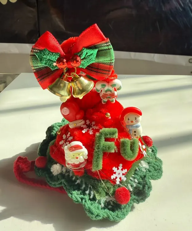 文创自制熊猫公仔发光圣诞帽