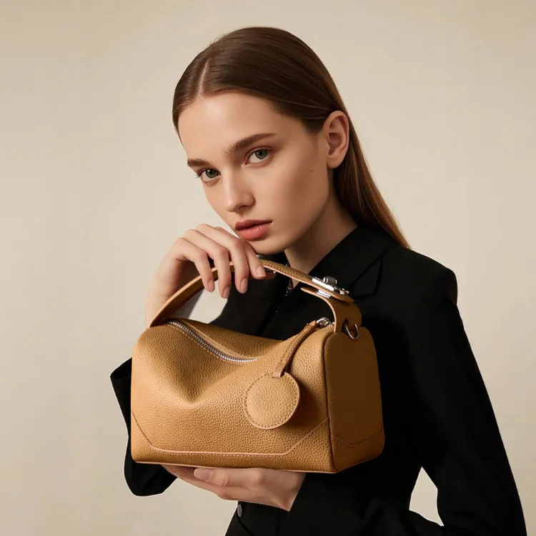 TOGO层牛皮女包时尚真皮波士顿包包百搭简约手提斜挎包小拎包外出