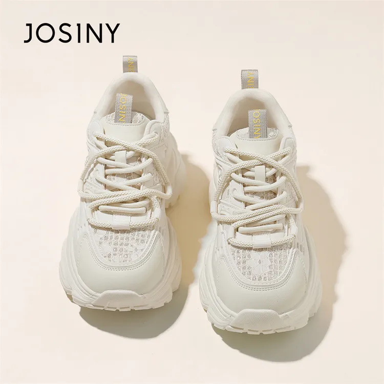 卓诗尼白色松糕老爹鞋女2025新款春季厚底增高小个子休闲运动鞋子