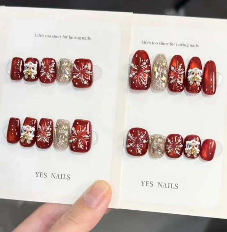 【烟花醒狮】醒狮主题奢美手工穿戴甲