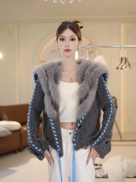 【COCO专属】狐狸毛车条海军领飘带外套