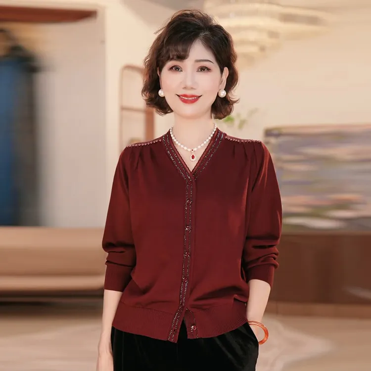 妈妈装秋时尚洋气套装2025秋冬新款针织小衫中老年高端减龄两件套