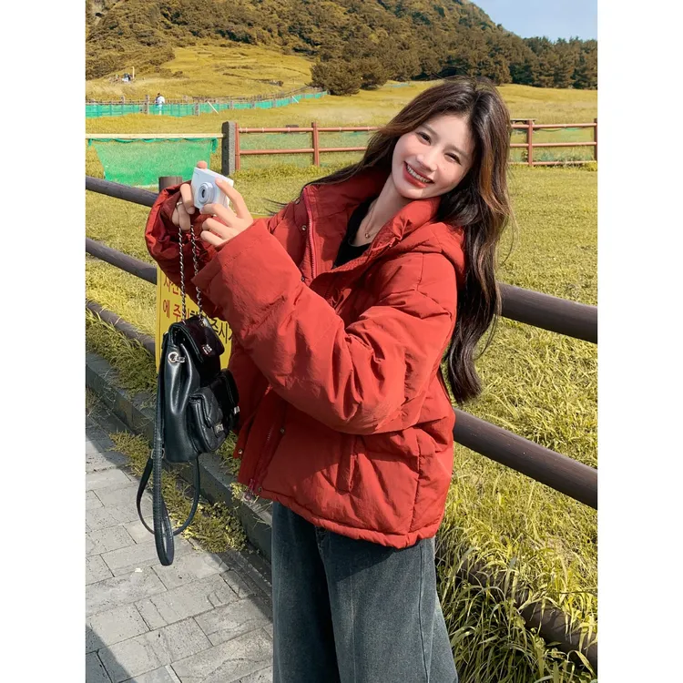 本命年红色羽绒服2025冬季新款超好看小个子90白鸭绒加厚短款外套