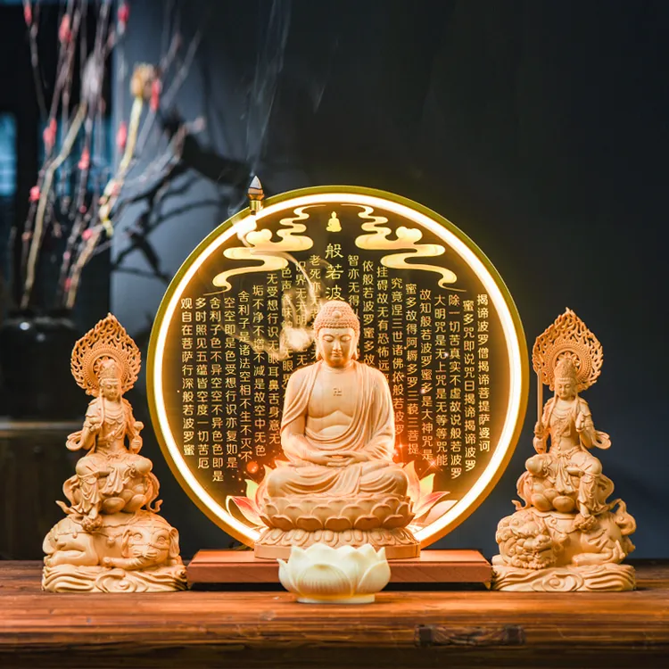 华严三圣佛像家用客厅释迦牟尼佛毗卢遮那佛文殊普贤菩萨禅意摆件