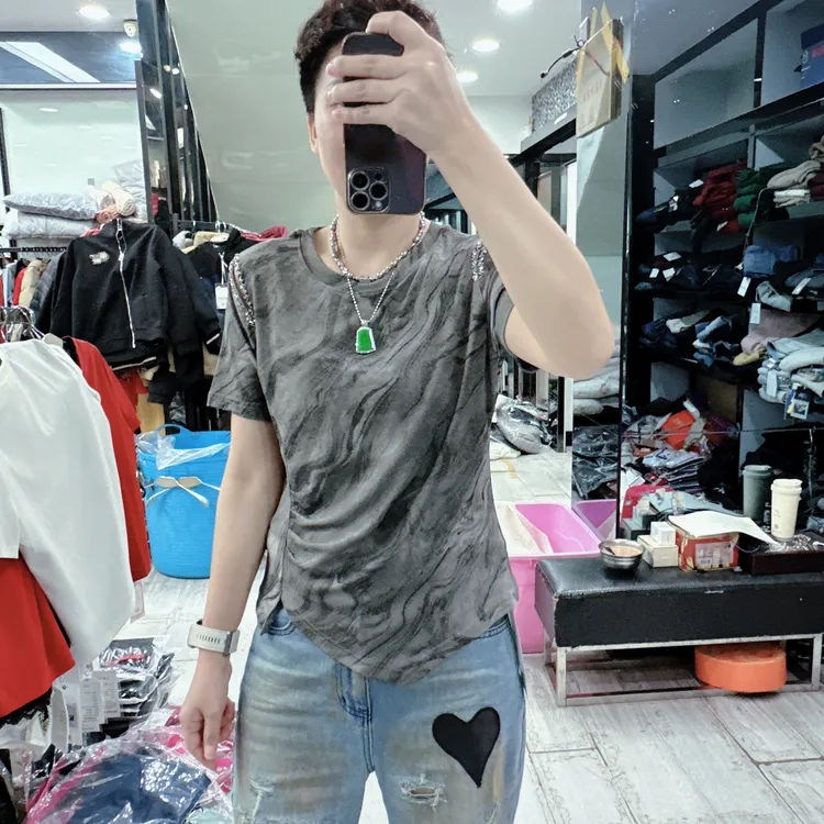 高弹力亲肤网纱渲染时尚不规则气质上衣2572