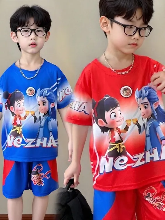 卡通动漫夏季衣服男童2-6岁套装运动中大童小童男孩童装T恤