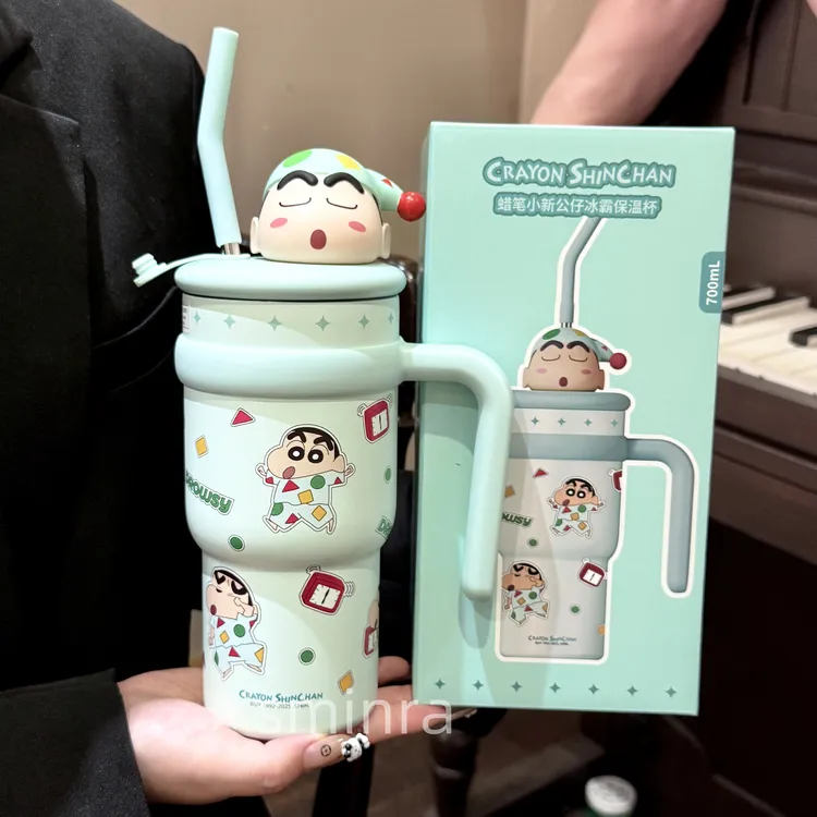 蜡笔小新联名保温杯正版可爱高颜值女吸管水杯户外车载冰霸杯保冷