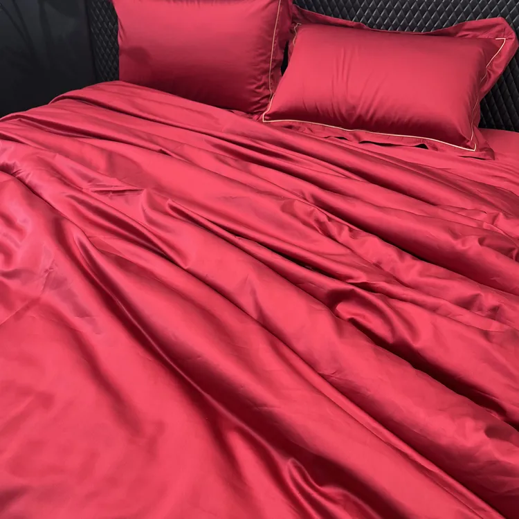 【栖锦专属]东帝兴面料-埃及长绒棉黄金简约婚庆款四件套喜被婚被