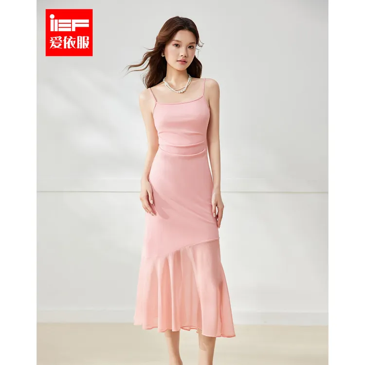 IEF/爱依服连衣裙2025夏季新款通勤纯欲性感简约辣妹时尚吊带长裙