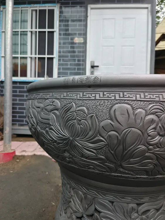全手工黑陶鱼盆古法养鱼瓦盆可作庭院门海景观大缸