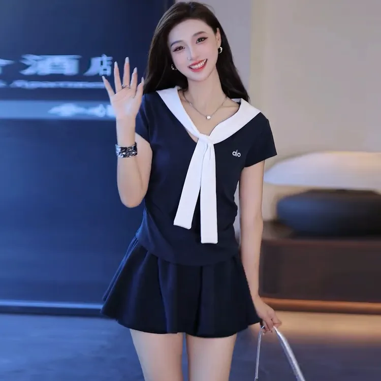 时尚休闲套装女2025夏季新款洋气披肩短袖T恤蓬蓬短裙裤两件套潮