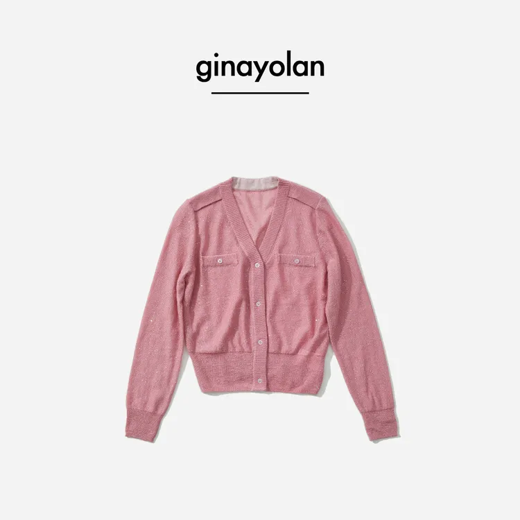 GINAYOLAN 瑾颜 /珠片系列/丝马海毛珠片小香风时尚开衫GY4318