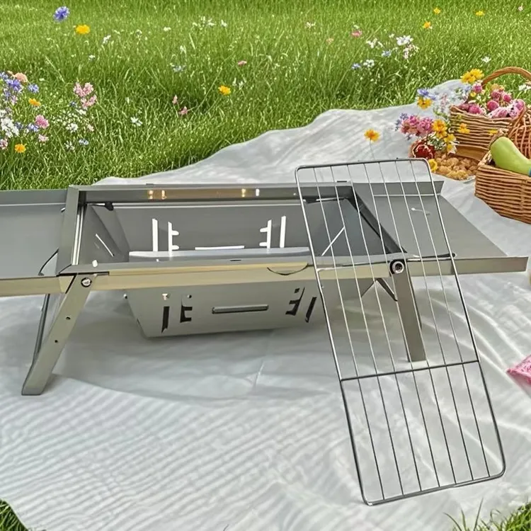 不锈钢烧烤炉家用烧烤架户外折叠不锈钢便携式炉子室内烤肉架子网