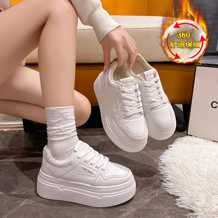 增高厚底鞋女款2025新款爆款加绒7公分小白鞋百搭秋冬休闲运动鞋