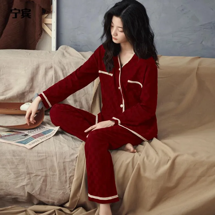 维多利亚睡衣女春秋季纯棉长袖高级感显瘦奢华小香风甜美家居服薄