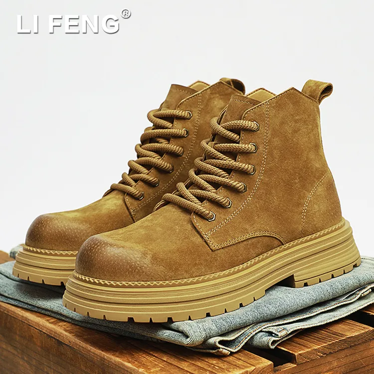 2025秋季男女马丁靴增高情侣靴子真皮工装靴美式复古户外登山短靴