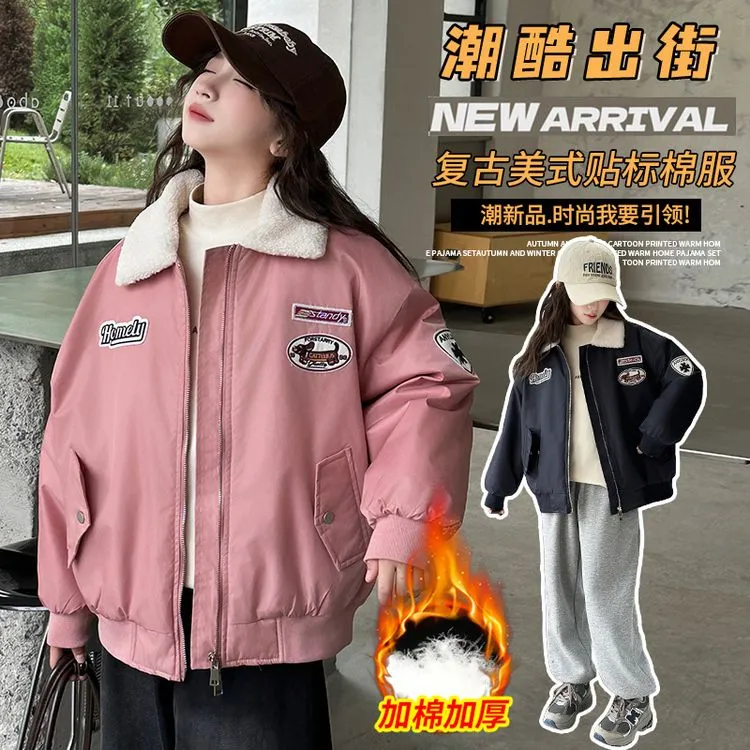 女童外套秋冬季新款中大童加厚宽松棉衣初中生洋气棉服4-15岁12岁