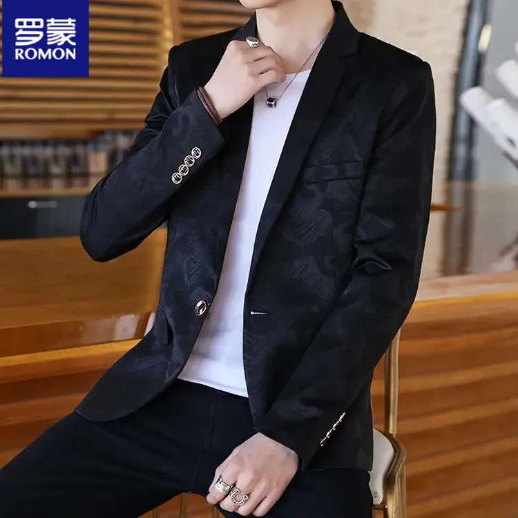 罗蒙男装西装修身韩版休闲西服外套2025春秋季青年单西帅气小西装
