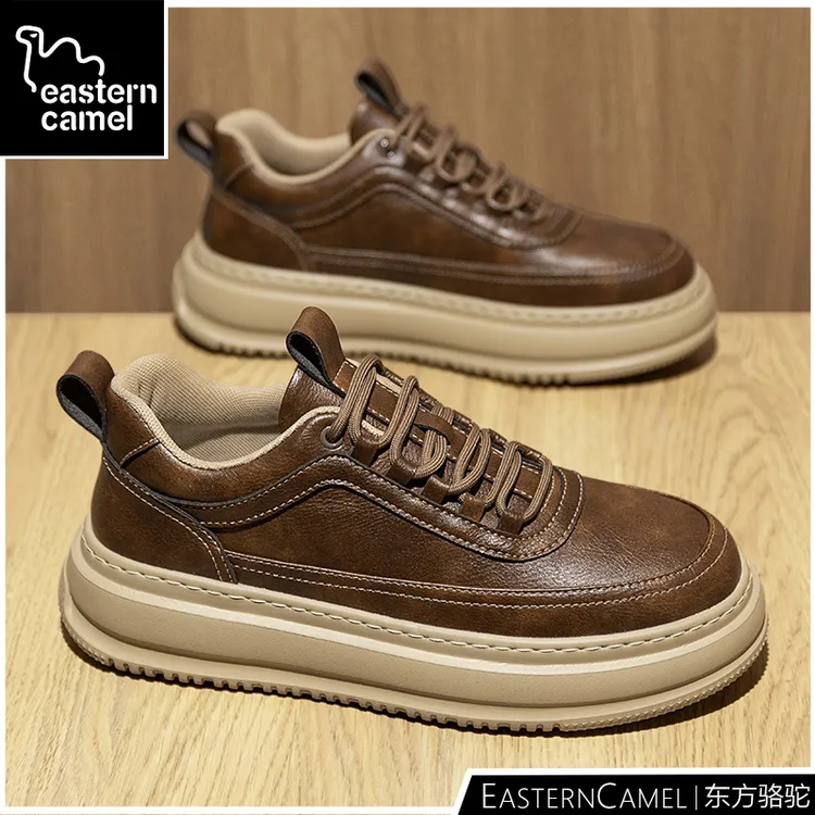 东方骆驼男鞋2025新款秋冬休闲运动板鞋防水防滑潮鞋加绒男士皮鞋