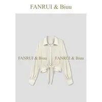 FANRUI/泛芮「垂绦聆风」天丝+亚麻早秋气质绑带设计镂空衬衣B17478