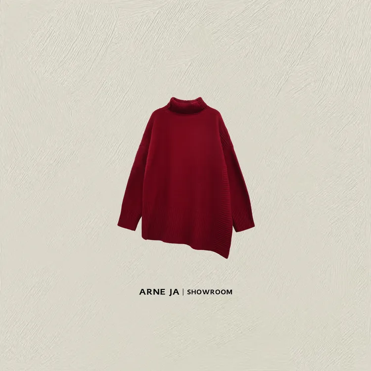 ARNE JA｜“织物之美”反对称时髦罗纹高密度羊毛精织毛衣W10112568