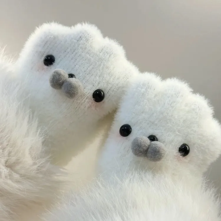 小海豹手套·可爱冬季加厚保暖学生冬天骑车拍照出片氛围感可触屏Y