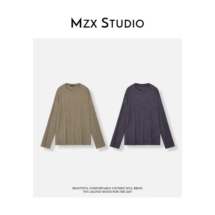 MZX 秋季简约慵懒感百搭圆领长袖上衣 SY9105-K