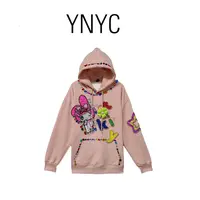 YNYC【依诺原创定制款不退不换】 重工钉珠粉色连帽卫衣 DZ250993