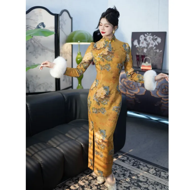 【尔尔古典美学】复古新中式旗袍【逆风渡秋冬】秋冬修身中国风旗袍