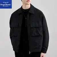 罗杰宾利男士潮牌户外工装纯色翻领夹克外套简约宽松透气878301