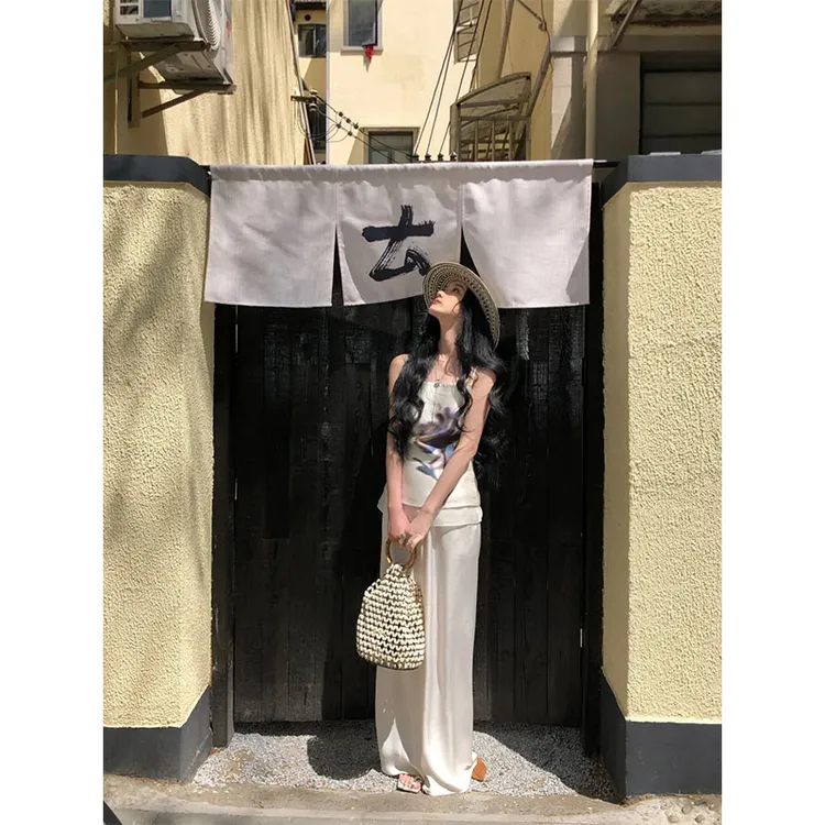 韩系气质休闲百搭时尚精致吊带背心上衣高腰修身显瘦半身裙套装女