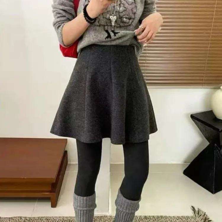 （蓬蓬裙）高级感韩系毛呢料a字短裙半身裙女秋冬新款遮跨显瘦半裙